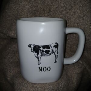 Rae Dunn White Mug with Black Cow Design